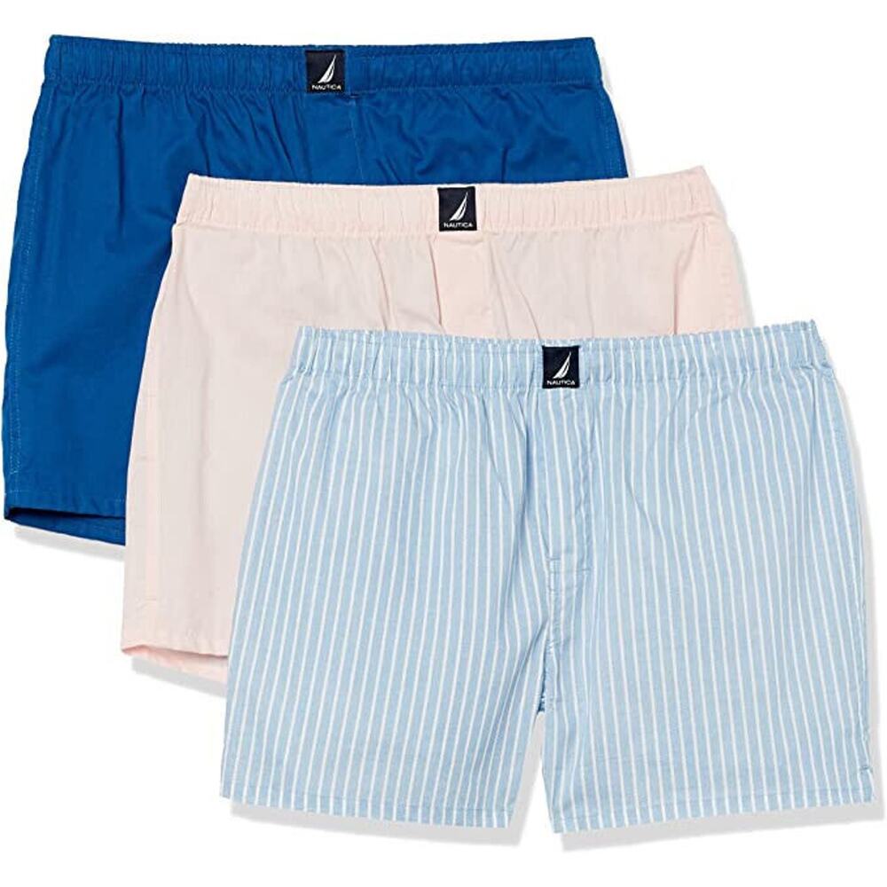NEW 3-PACK Nautica‎ Men’s Boxer Short Woven Cotton Brief Underwear Small 28-30